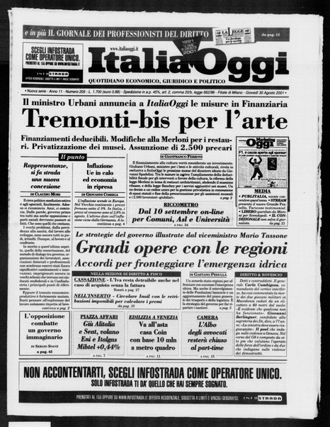 Italia oggi : quotidiano di economia finanza e politica